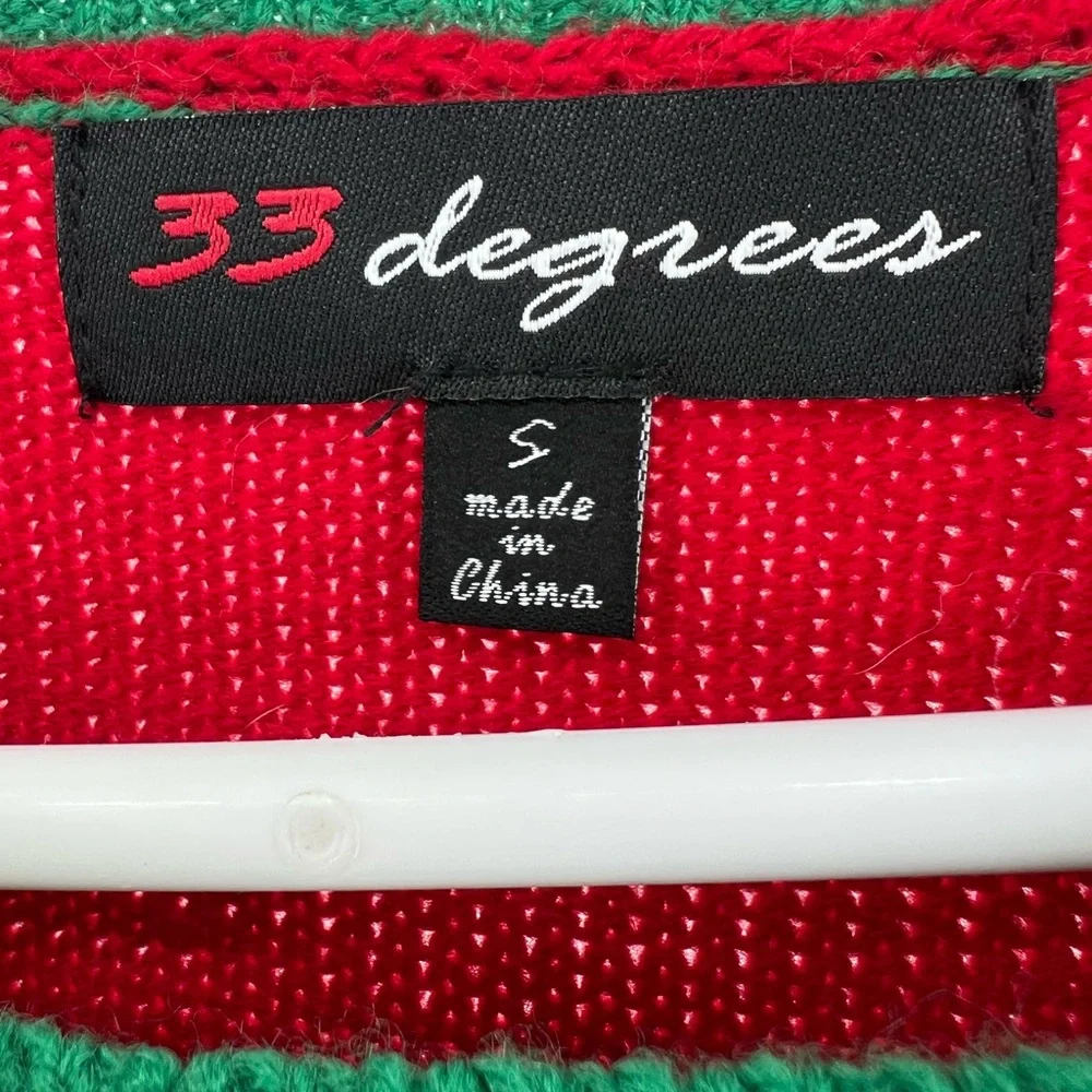 33 Degrees cat Christmas sweater tinsel bells s ugly sweater sequins embroidered